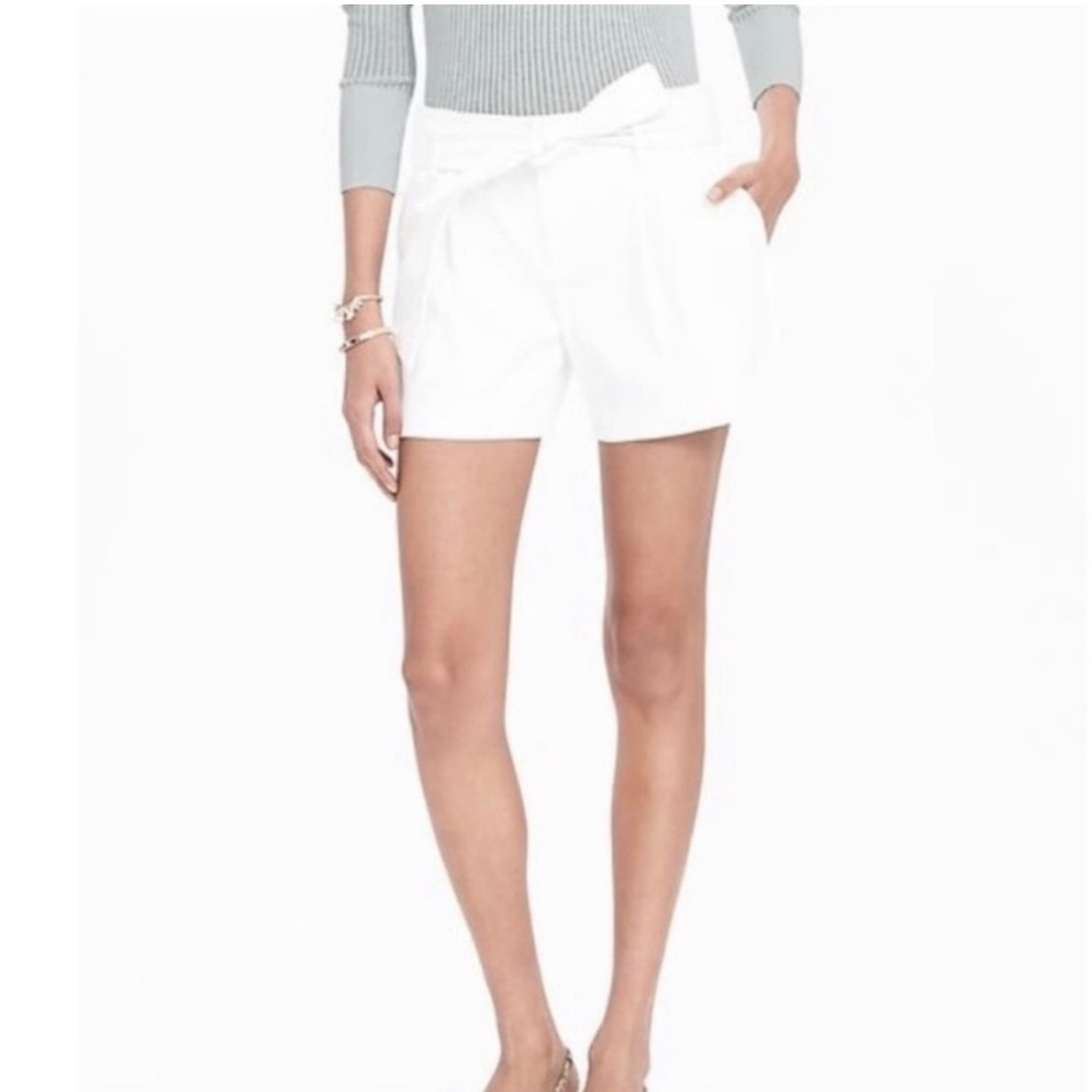 J Crew White Cotton High Waisted Tie Waist Shorts Size 14 - Picture 3 of 10